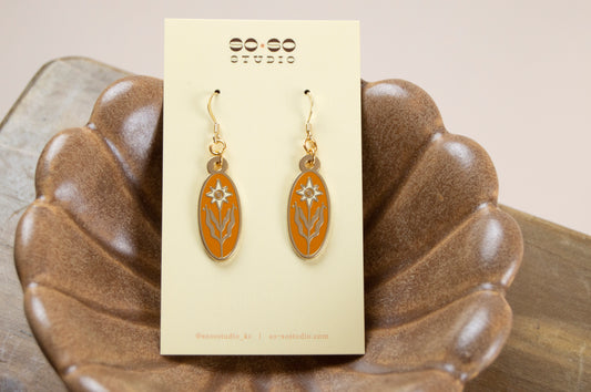 Star Flower Earrings in Orange