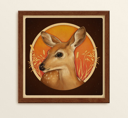 Deer at Sunset Art Print